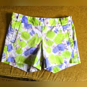 J.Crew Stretch Chino City Fit Floral Watercolor Shorts in purple and green